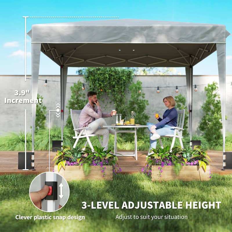 Outsunny 10 x 10 ft Pop Up Canopy Tent with Sidewalls, UPF50+ Outdoor Portable Instant Canopy Shelter with Carry Bag, Sandbags