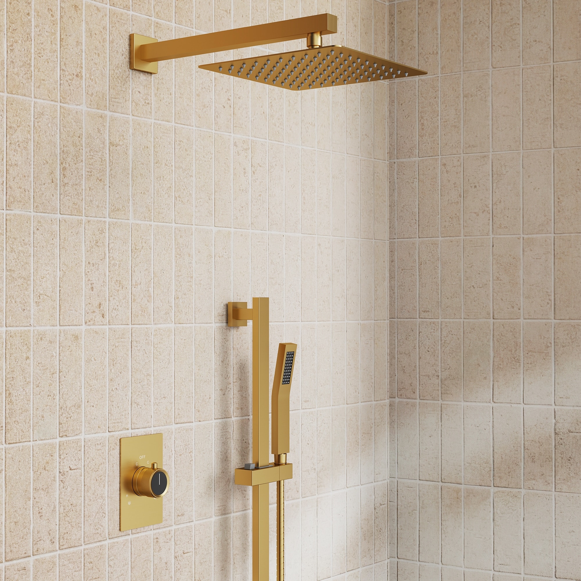 Slide Bar High-Pressure Balancing Shower System 10" Rainfall Shower Head with Handheld Shower