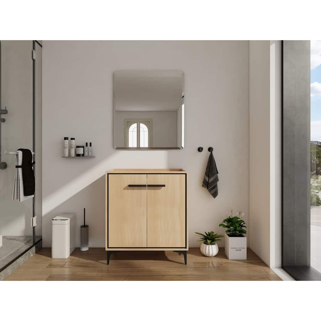 GDFStudio - Denton Modern Freestanding Bathroom Vanity Cabinet with Soft Close Doors, Metal Tripod, Sink NOT INCLUDED - 30"