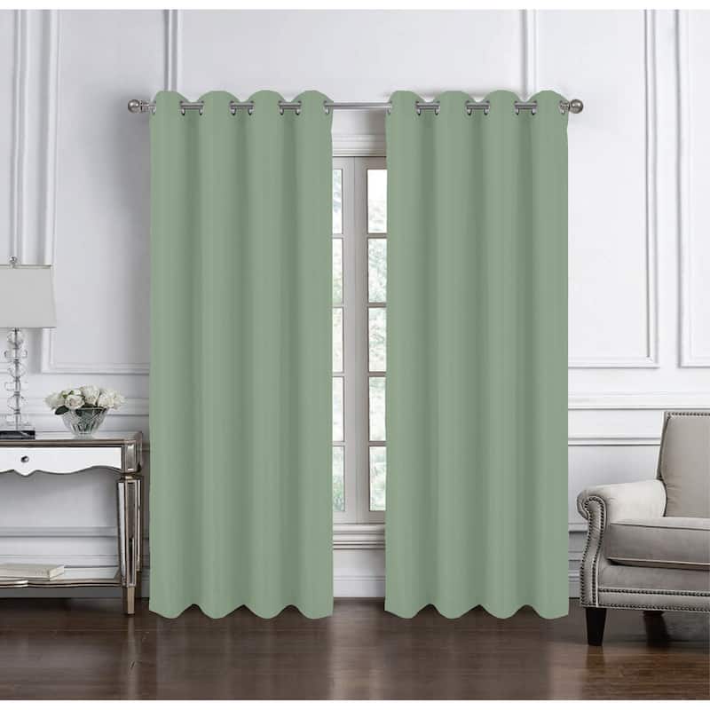 Cindy Textured Grommet Panel 105 Navy - Sage - 54" x 95"