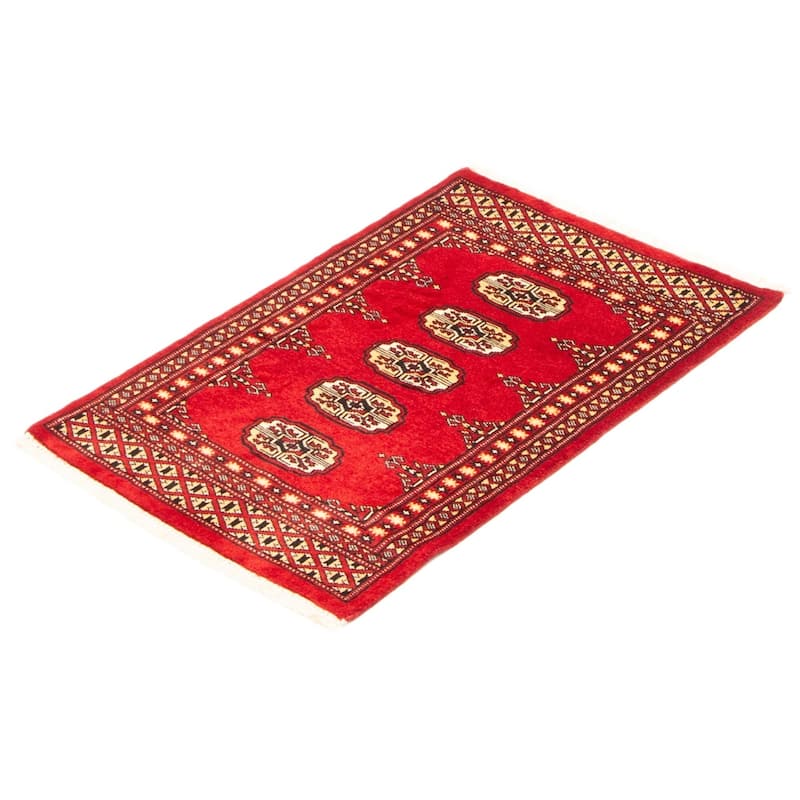 ECARPETGALLERY Hand-knotted Finest Peshawar Bokhara Red Wool Rug - 2'0 x 3'1