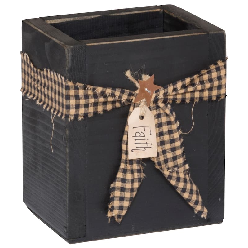 Amish Made Pine Primitive Utensil Holder - Black