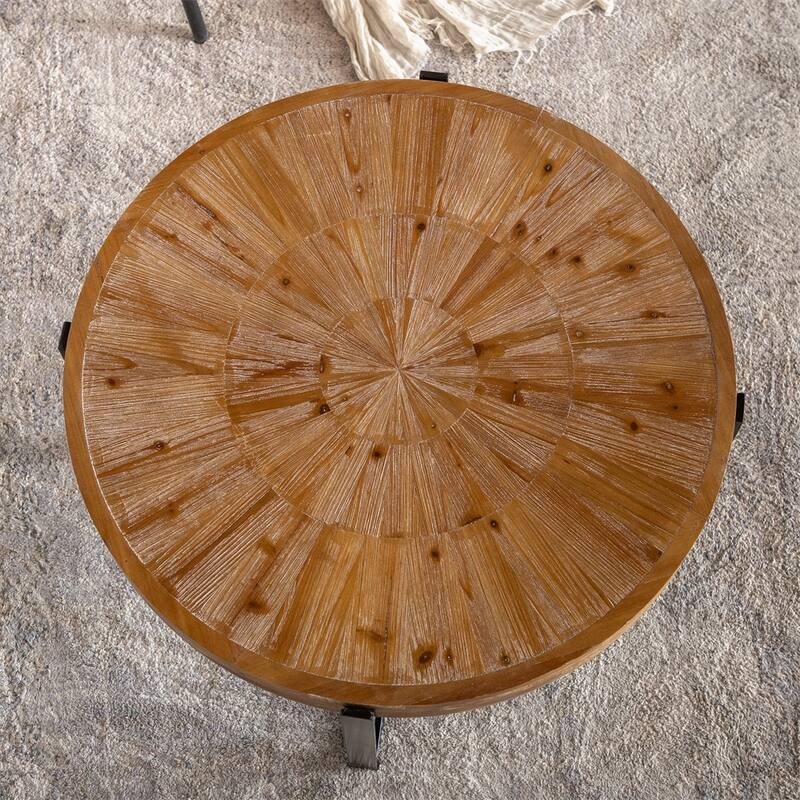 Round Wood Coffee Table with Cross Legs Base Bed Bath & Beyond 39701392
