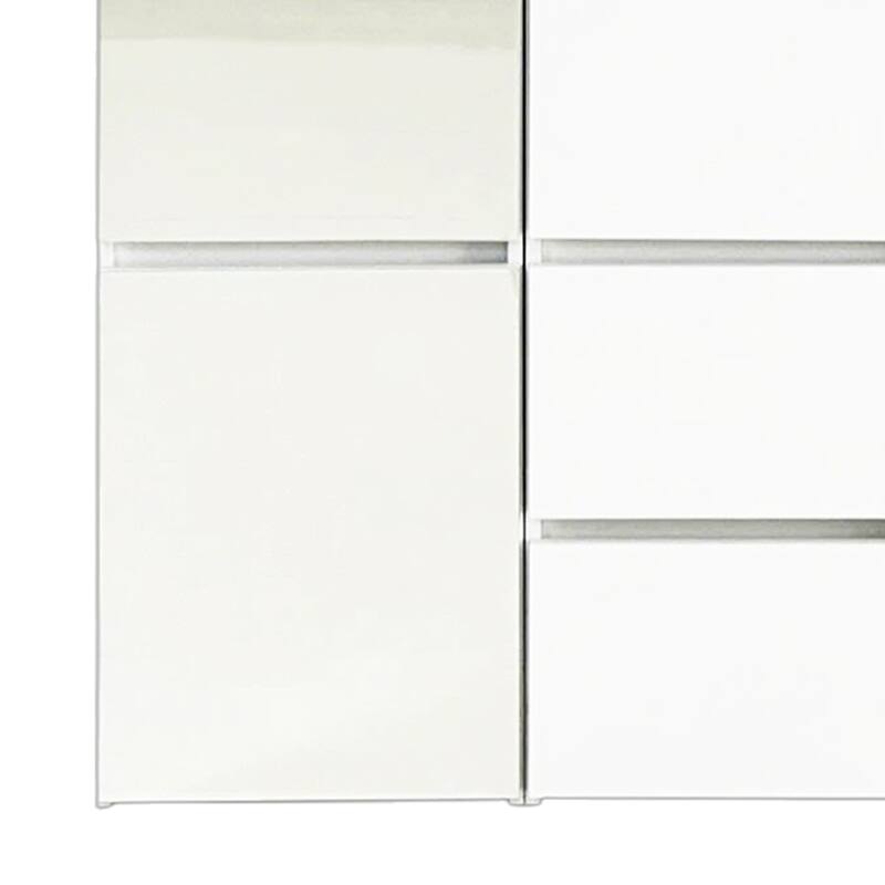 Ely Closet Cabinet Set, Double Mirror Doors, 5 Drawers, 71 Inch, White