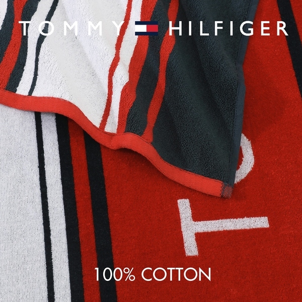 Tommy Hilfiger Printed Cotton Beach Towel - 36 x 68 - Bed Bath