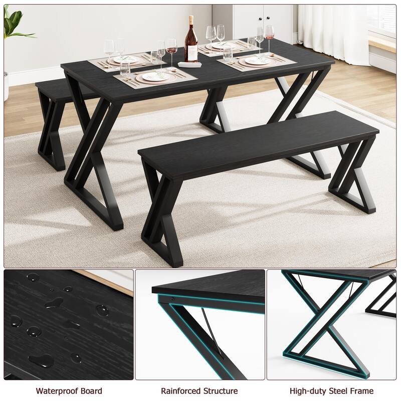 Dining Table Benches Set for 4