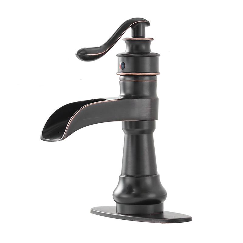 Single Hole Bathroom Sink Faucet with Deck Plate in Oil Rubbed Bronze - 5.51*8.46