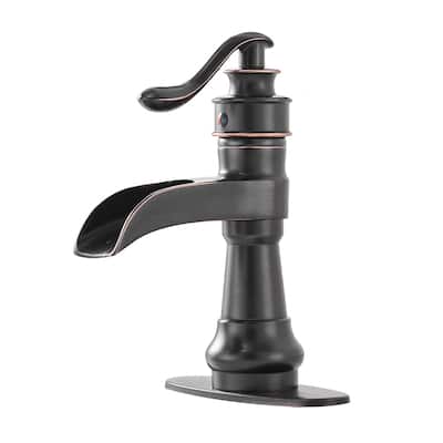 Single Hole Bathroom Sink Faucet with Deck Plate in Oil Rubbed Bronze - 5.51*8.46