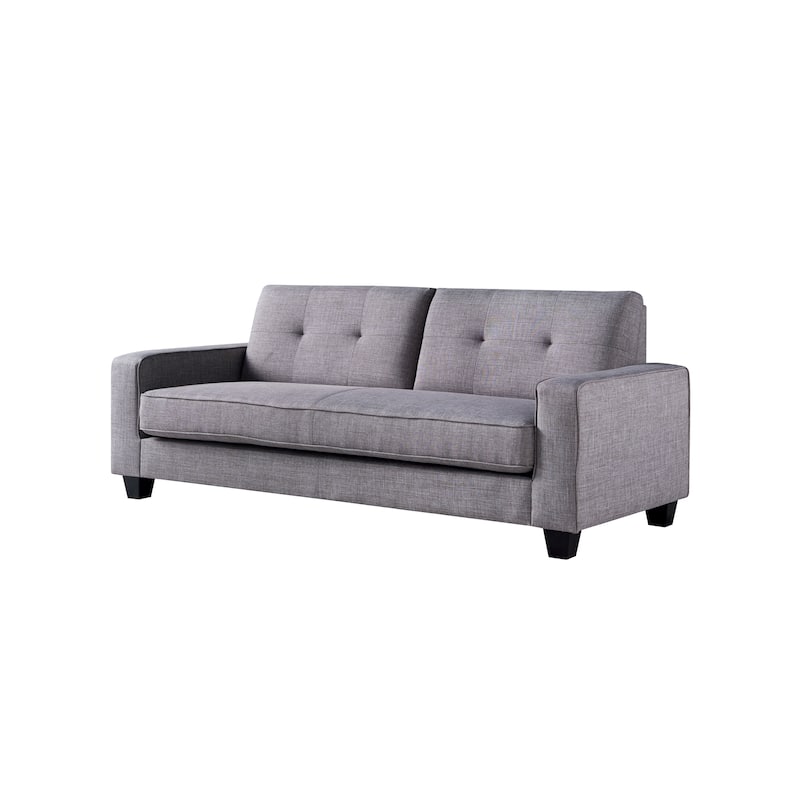 Lowery Modern Grey Fabric Upholstered Track Arms Tufted Back Sofa by Furniture of America