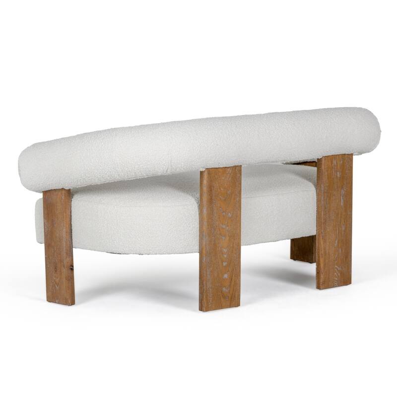 Modrest Aledo Modern Off-White Fabric & Oak Loveseat