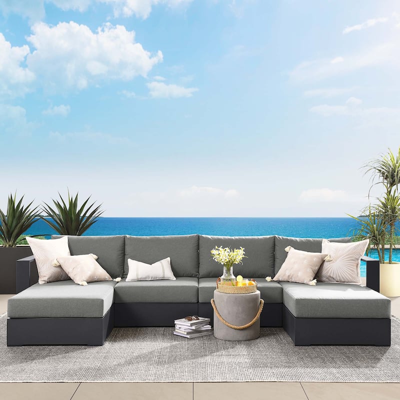 Tahoe Patio Aluminum 4-Piece Sectional Sofa Set - Charcoal