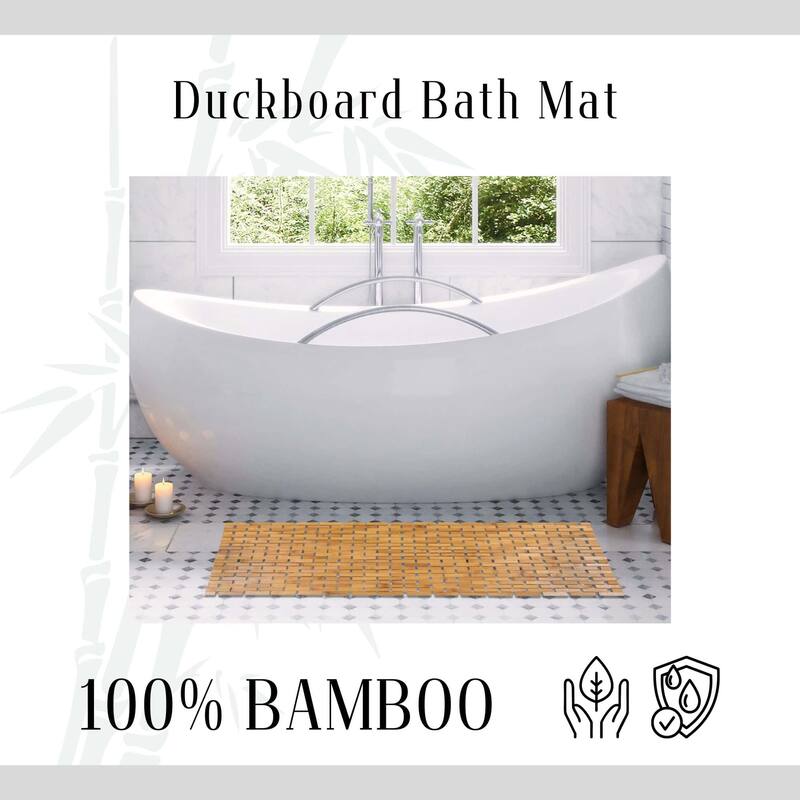 Natural Bamboo Bathroom Mat - Non Slip Bath Mat -Foldable Duckboard