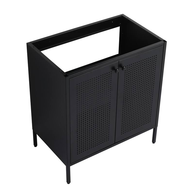 30 Inch Freestanding Bathroom Vanity Base with Adjustable Shelf and Punch-Hole Doors, Excluding Top Sink