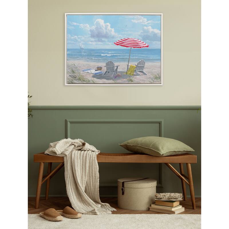 Kate and Laurel Sylvie Beaded Beach Day Frame Canvas by Abraham Hunter