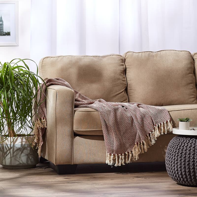 Stone Handloom Chevron Throw