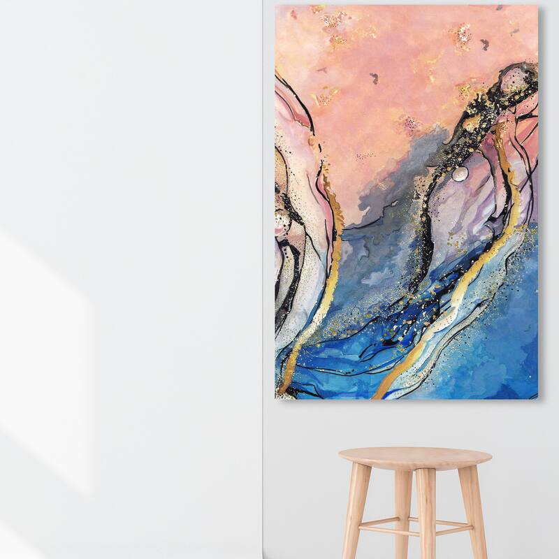 Wynwood Studio Abstract Abstract Layers I Pink and Light Pink Modern & Contemporary Wall Art Canvas Print - 54 x 36