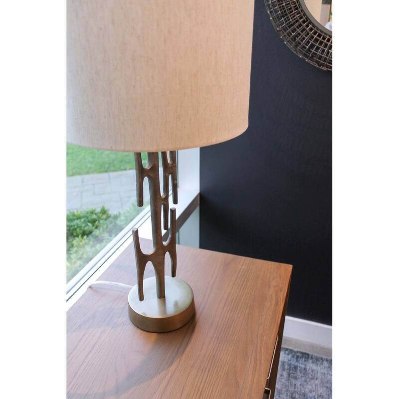Metal 27" Table Lamp with Fabric Shade, Brass