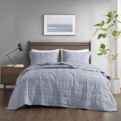 Beautyrest Guthrie 3 Piece Striated Cationic Dyed Oversized Quilt Set