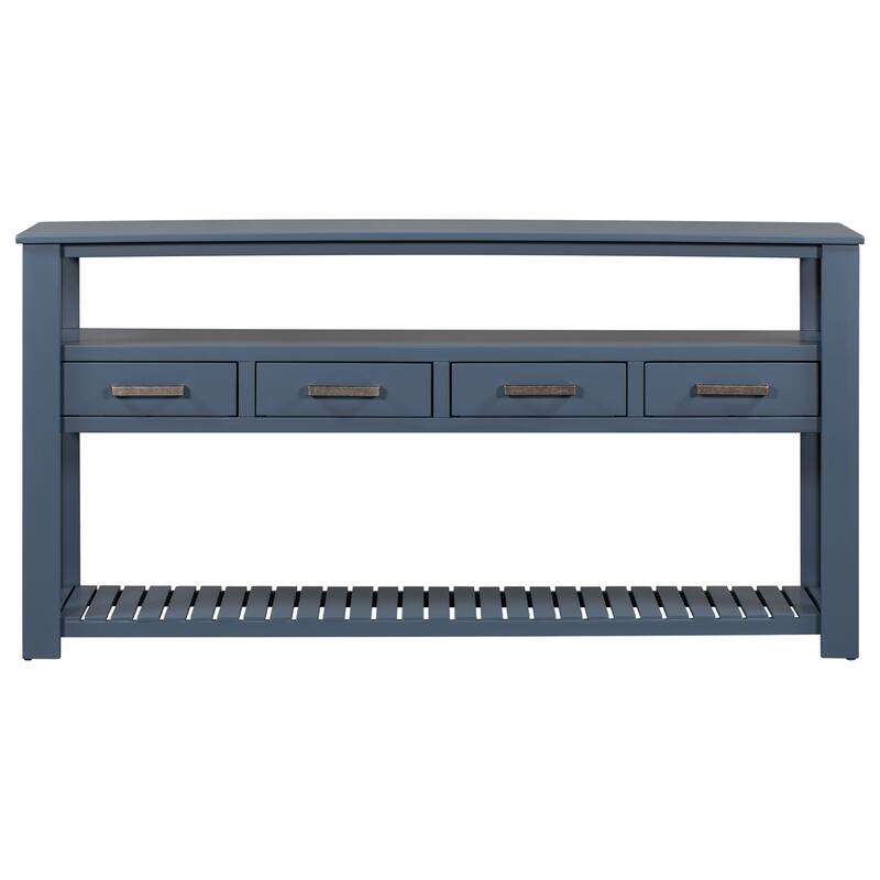 Modern Console Table with 4 Drawers and 2 Shelves