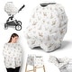 preview thumbnail 1 of 4, Woodland Deer Floral Girl 5 in 1 Baby Car Seat and Nursing Cover Blush Pink Mint Green Boho Watercolor Bohemian Forest Animal