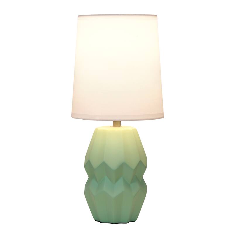Geometric Ceramic Table Lamp with White Drum Shade - 19.5" - Sage Green