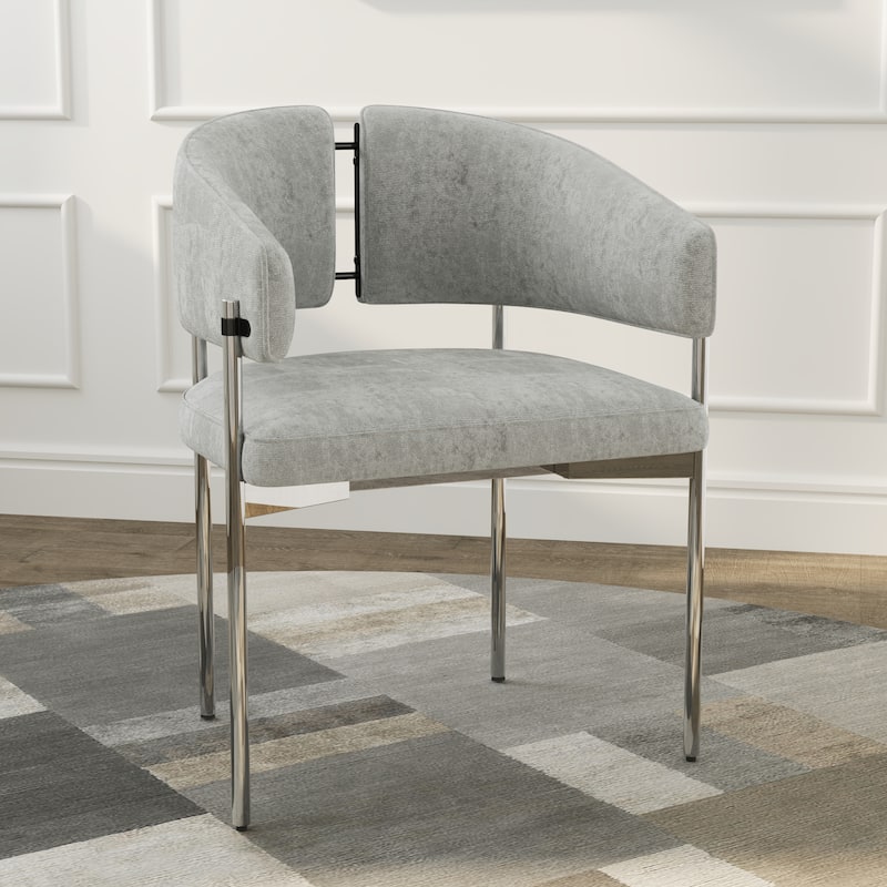 Classic and Luxurious Barrel Dining Chairs with Arms - Single - Grey