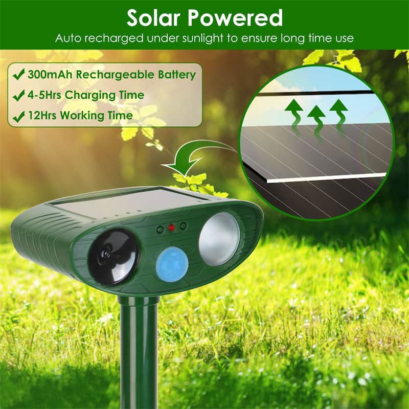 Solar-Powered Ultrasonic Animal Repeller with PIR Motion Sensor