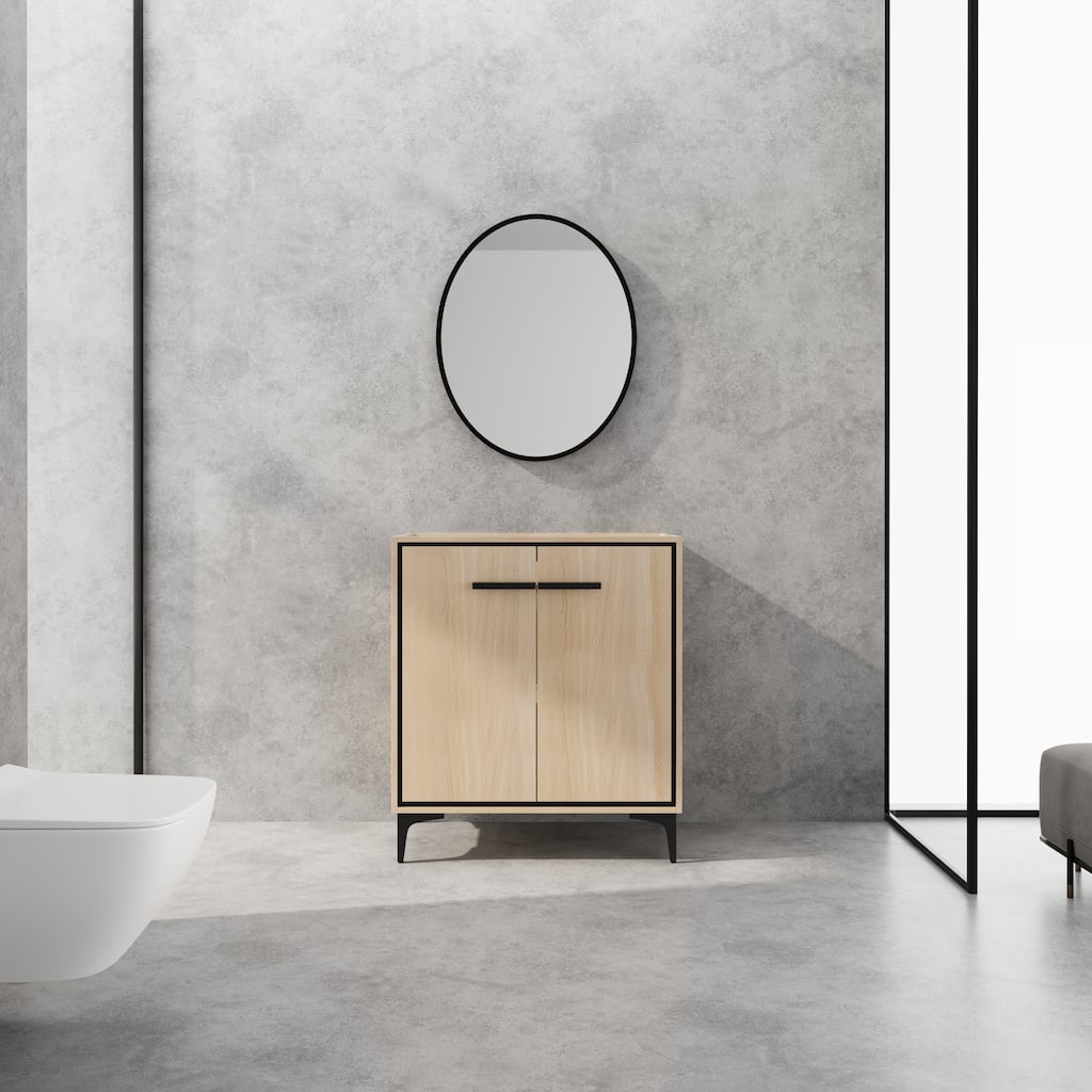 GDFStudio - Denton Modern Freestanding Bathroom Vanity Cabinet with Soft Close Doors, Metal Tripod, Sink NOT INCLUDED - 30"