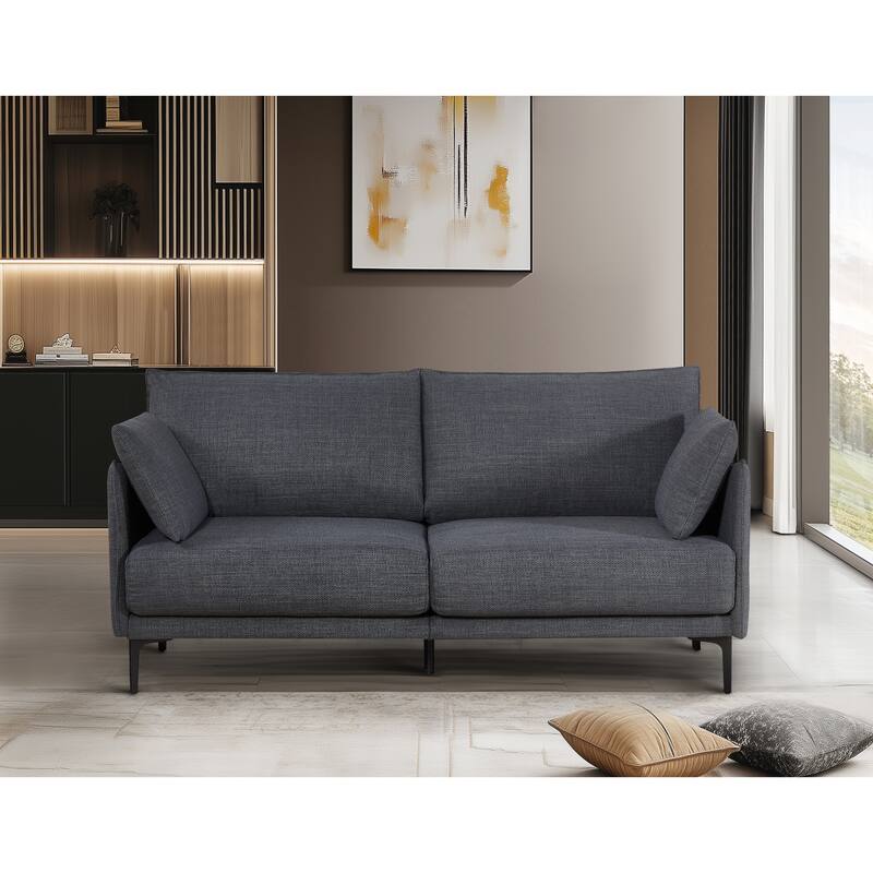 Upholstered Sofa with USB Charge Port & 2 Pillows - Grey-107.8"