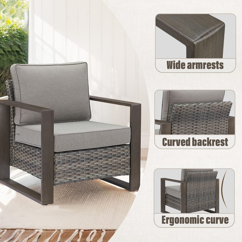 Gymojoy Outdoor Patio Chair with 2 Ottomans