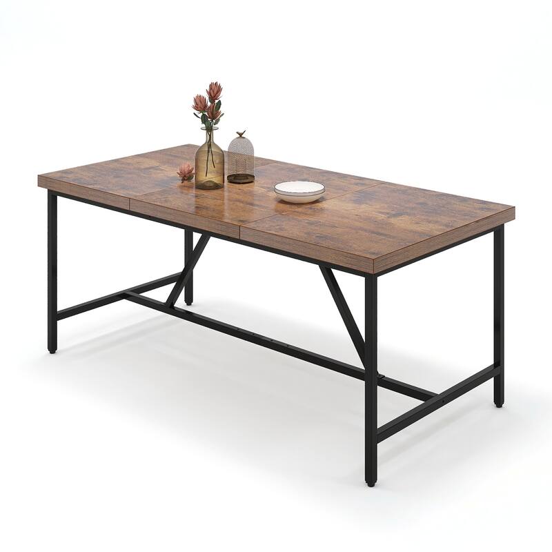 Moasis 70" Large Rustic Dining Room Table Seat up to 8 People for Dining Room - Brown