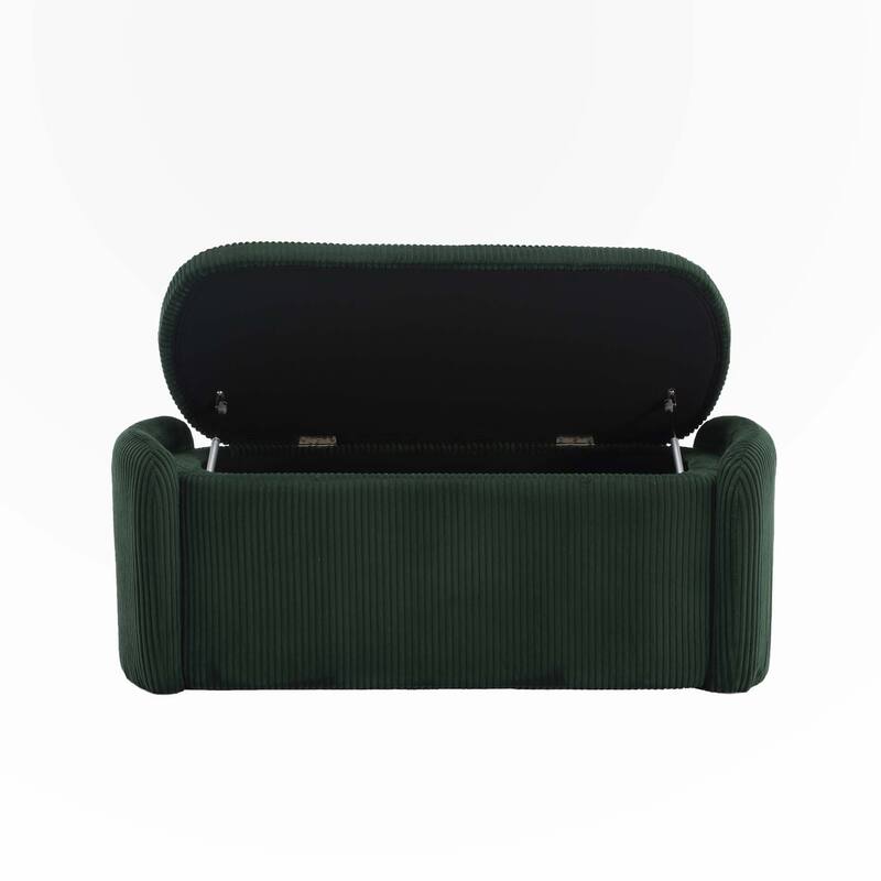 Bedroom Storage Ottoman End Bench with Safety Hinge - Emerald-Corduroy