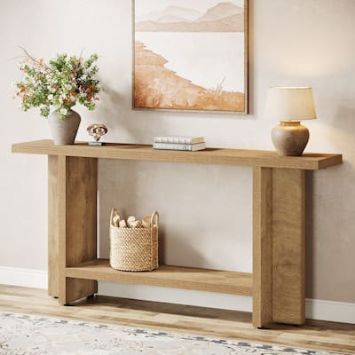59" Narrow Long Sofa Table Behind Couch for Living Room, Entryway, Hallway - 59.05" W x 11.81" D x 31.5" H