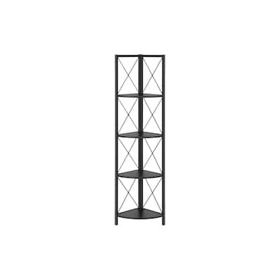 Bookshelf, Bookcase, Etagere, Corner, 4 Tier, 60"h, Office, Bedroom, Laminate, Metal, Contemporary, Modern
