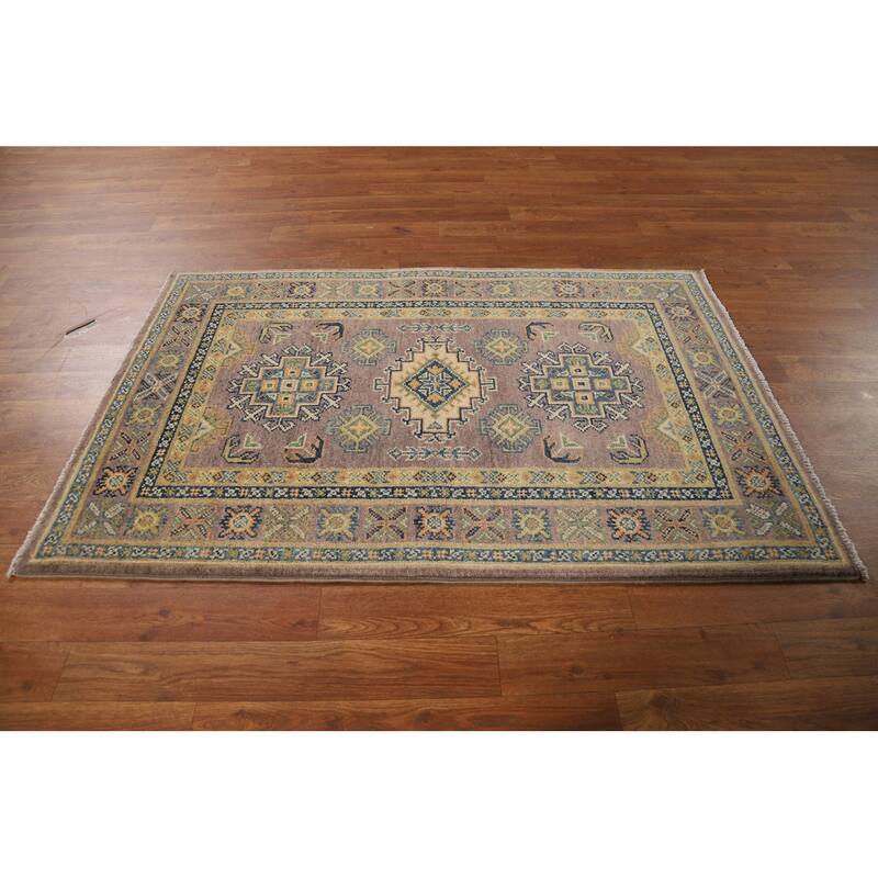 Brown Kazak Foyer Rug Hand-Knotted Wool Carpet - 2'9"x 4'3"