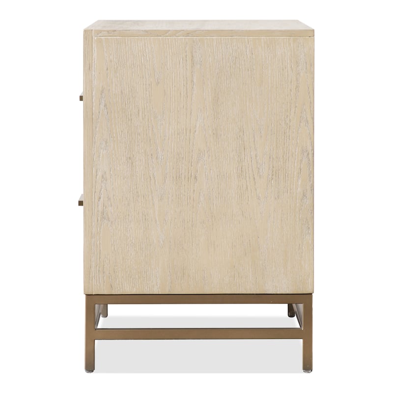 Furniture of America Drayden Transitional Oak Solid Wood 2-Drawer Nightstand with Metal Legs