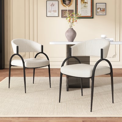 Roomfitters Upholstered Dining Chairs with Metal Legs, Set of 2, Comfortable Dining Chairs, for Kitchen or Dining Room