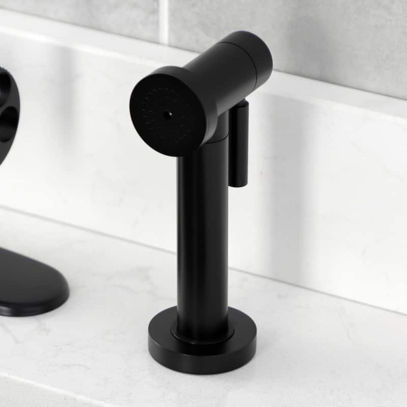 Kingston Brass Whitaker Single-Handle Deck Mount Kitchen Faucet with Brass Sprayer