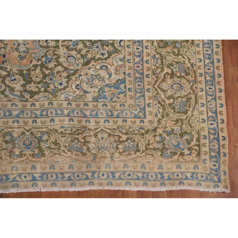 Hand Knotted Oriental 100% Wool Carpet Traditional Floral Oranges & Rust Mashad Area Rug - 13' 2'' X 9' 6''