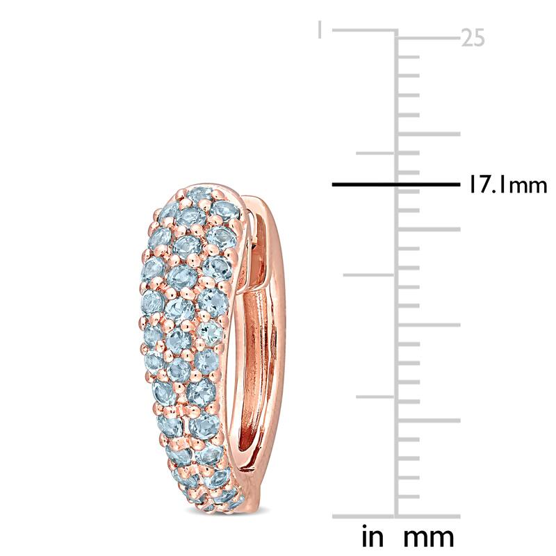 Miadora 10k Rose Gold Swiss-Blue Topaz Multi-Row Cluster Hoop Earrings - 17.1 mm x 5.2 mm x 17.6 mm - 17.1 mm x 5.2 mm x 17.6 mm