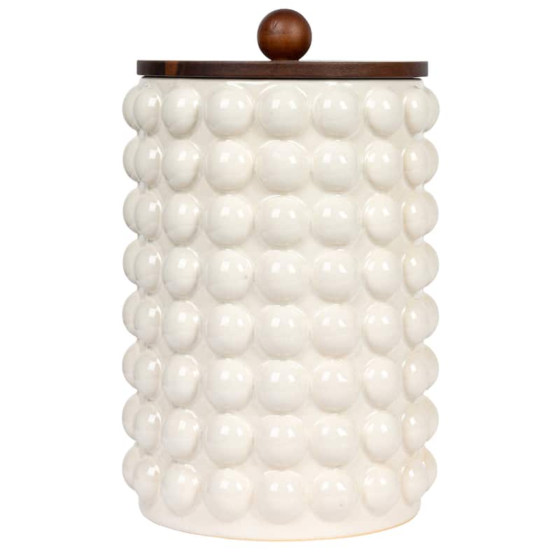 Stoneware Canister with Raised Dots and Lid