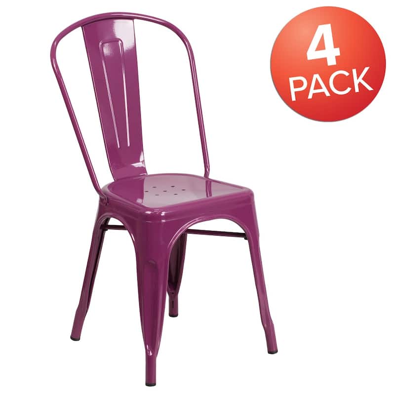 Metal Indoor/ Outdoor Stackable Bistro Chair (Set of 4)