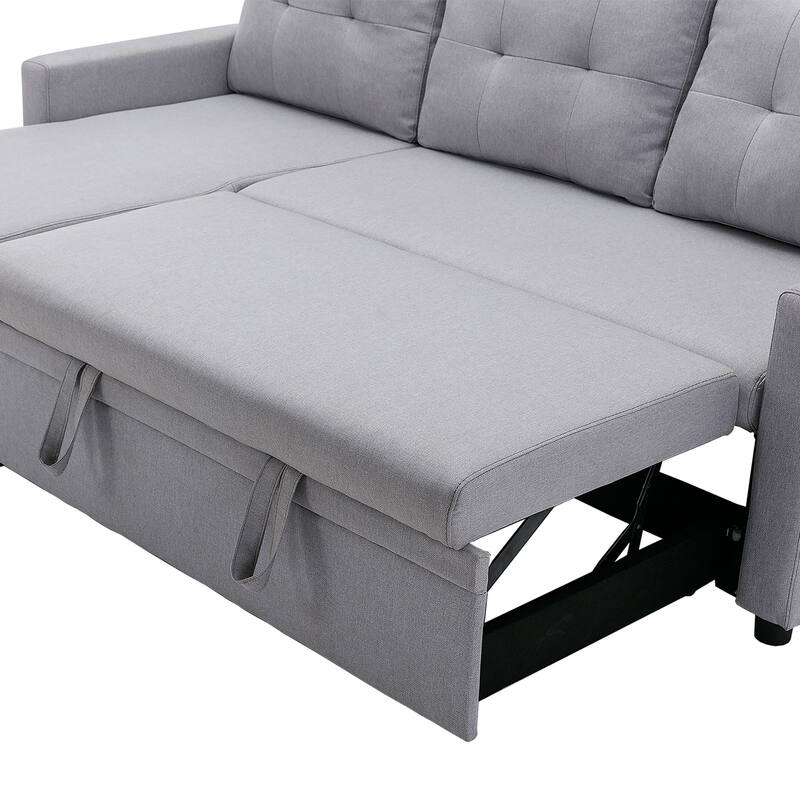 Linen L-Shaped 3-Seat Sofa Convertible Sectional Sofa