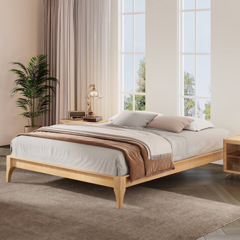 12 Inch Solid Dry Bamboo Wood Platform Bed Frame - Natural - Full