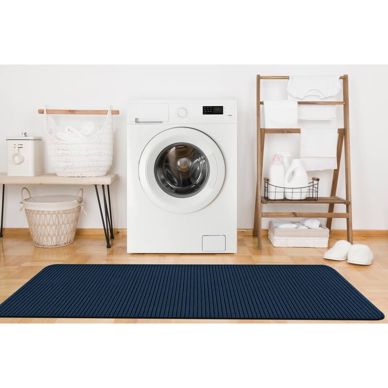 Beverly Rug Non Slip Stair Treads, Matching Landing Rug, Washable Runner Rug for Hallway - 20'' x 59'' Runner - Denim Blue