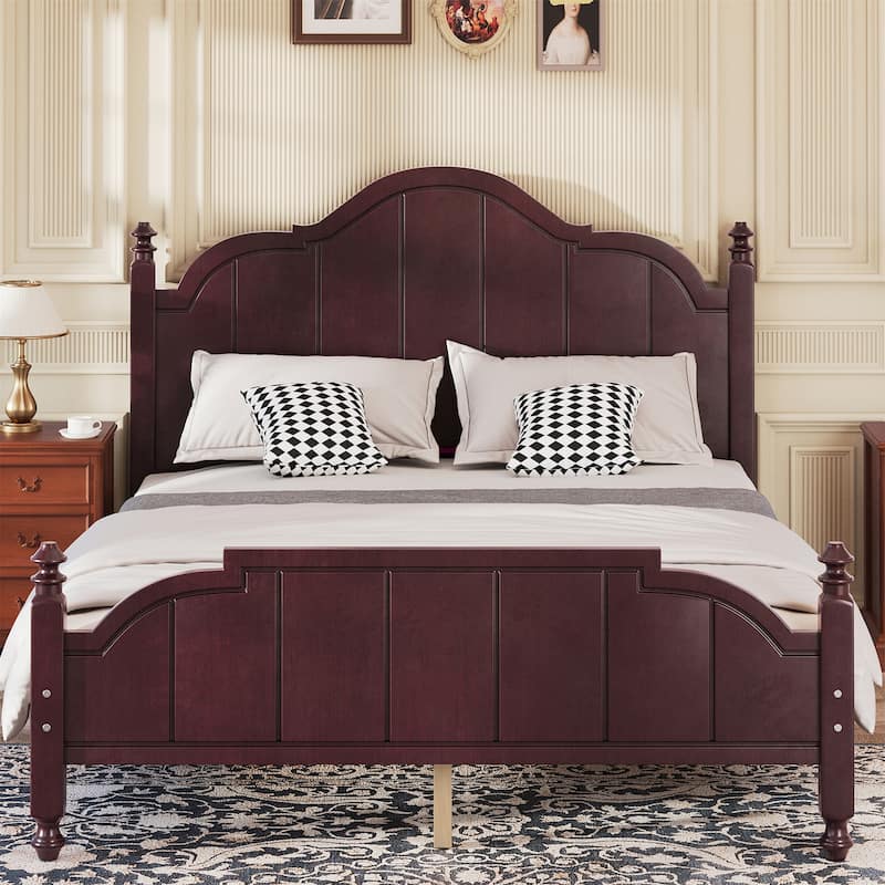 Queen Platform Bed Frame with Vintage Headboard