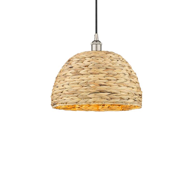 Innovations Lighting 616-1P-13-16 Woven Rattan Pendant Woven Rattan - Polished Nickel / Natural