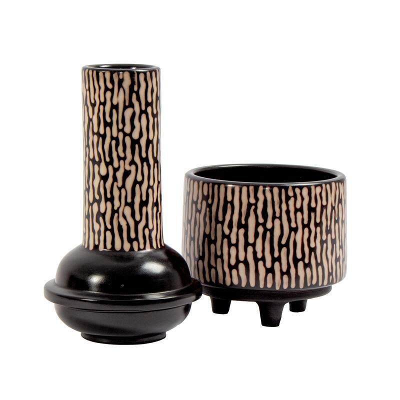 Elk Home Ofelia Black Earthenware 6 Inch Wide Vase - Bed Bath & Beyond ...