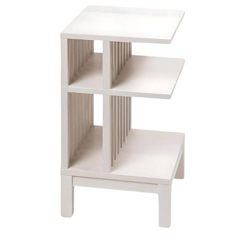 Nightstand set of 2 Whitewash Solid Beech Wood for Bedroom, Livingroom