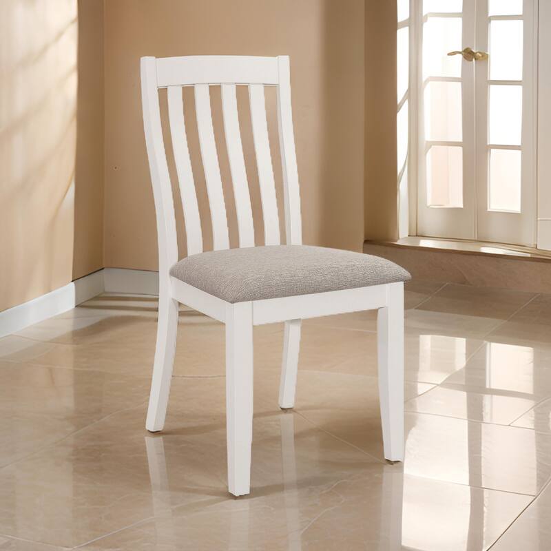 Ane 20 Inch Dining Side Chair Set of 2, Farmhouse, Slatted Back, White Wood